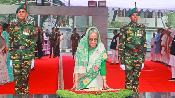 ঐতিহাসিক মুজিবনগর দিবস উপলক্ষ্যে জাতির পিতা বঙ্গবন্ধু শেখ মুজিবুর রহমানের প্রতি শ্রদ্ধা নিবেদন করেছেন প্রধানমন্ত্রী শেখ হাসিনা।
